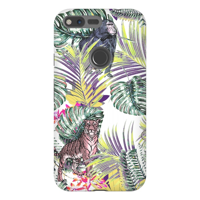 Pixel XL StrongFit Jungle fever - wild animals and colorful leaves by Oana 