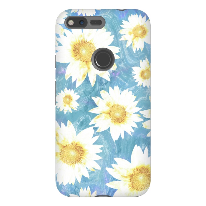 Pixel XL StrongFit Pastel sunflowers and blue  pattern by Oana 