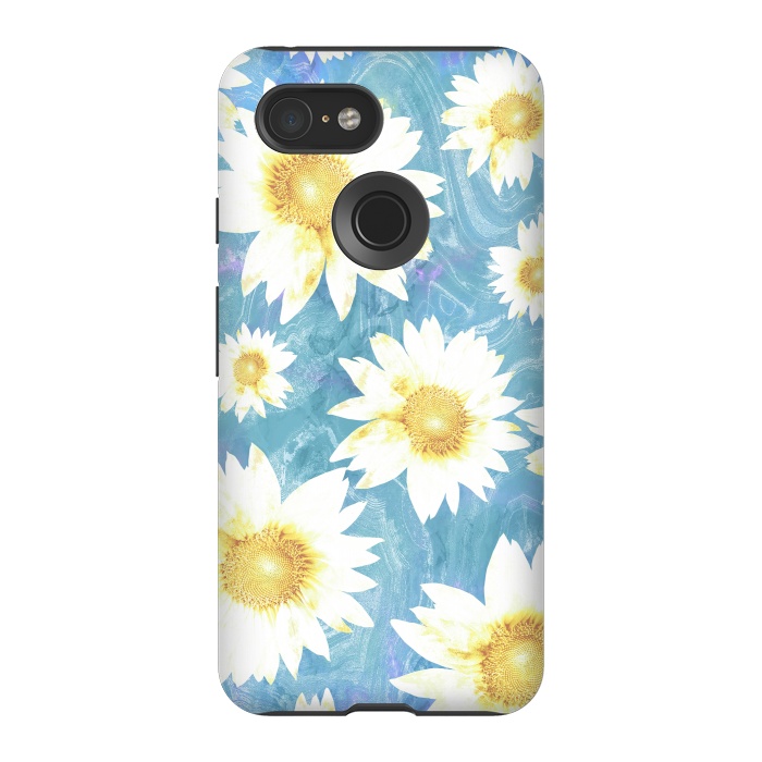 Pixel 3 StrongFit Pastel sunflowers and blue  pattern by Oana 
