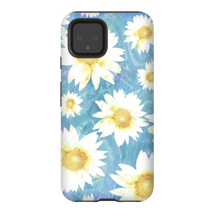 Pixel 4 StrongFit Pastel sunflowers and blue  pattern by Oana 