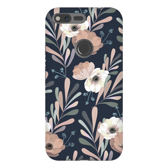 Pixel XL StrongFit Olives and anemones - blue by Anis Illustration