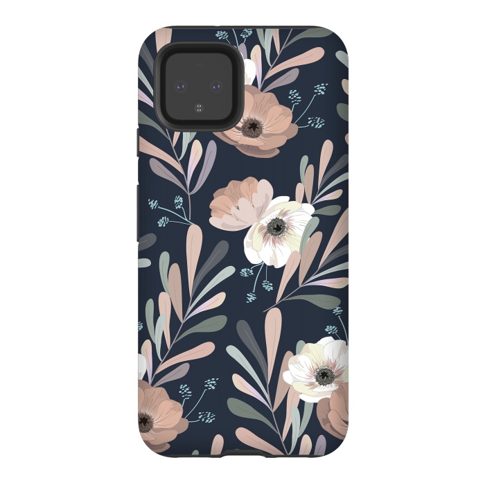 Pixel 4 StrongFit Olives and anemones - blue by Anis Illustration