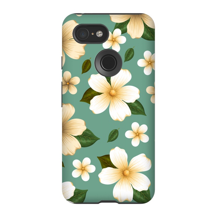 Pixel 3 StrongFit WHITE FLORAL BEAUTIES by MALLIKA