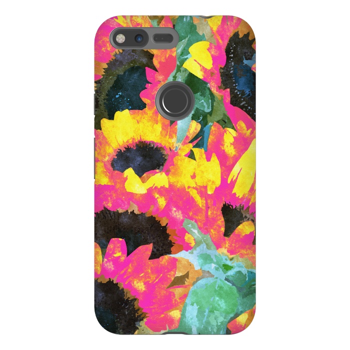 Pixel XL StrongFit Pink Sunflowers by Uma Prabhakar Gokhale