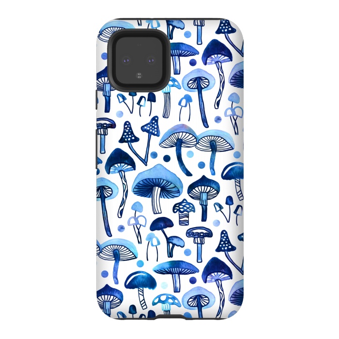 Pixel 4 StrongFit Blue Mushrooms by Tigatiga