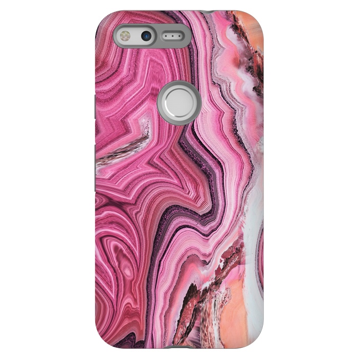 Pixel StrongFit Candy pink marble waves by Oana 