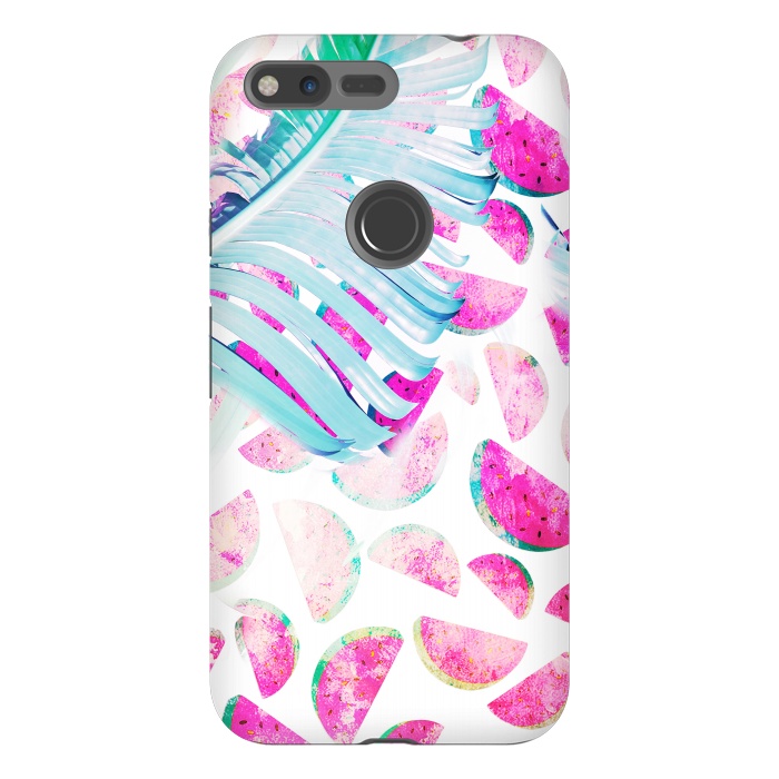Pixel XL StrongFit Grungy watermelon and bana leaf pattern by Oana 