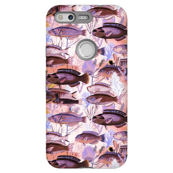 Pixel StrongFit Colorful coral reef and fish botanical pattern by Oana 