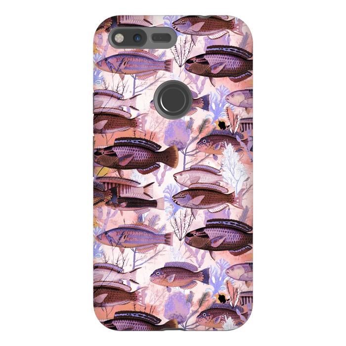 Pixel XL StrongFit Colorful coral reef and fish botanical pattern by Oana 
