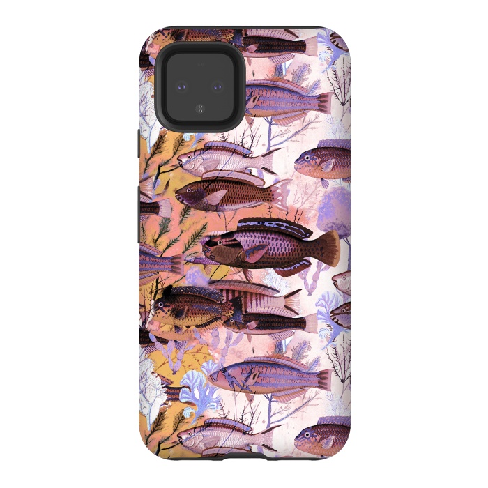 Pixel 4 StrongFit Watercolor coral reef by Oana 