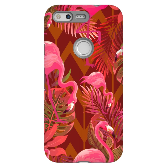 Pixel StrongFit Pink Flamingos On The Beach by ArtsCase