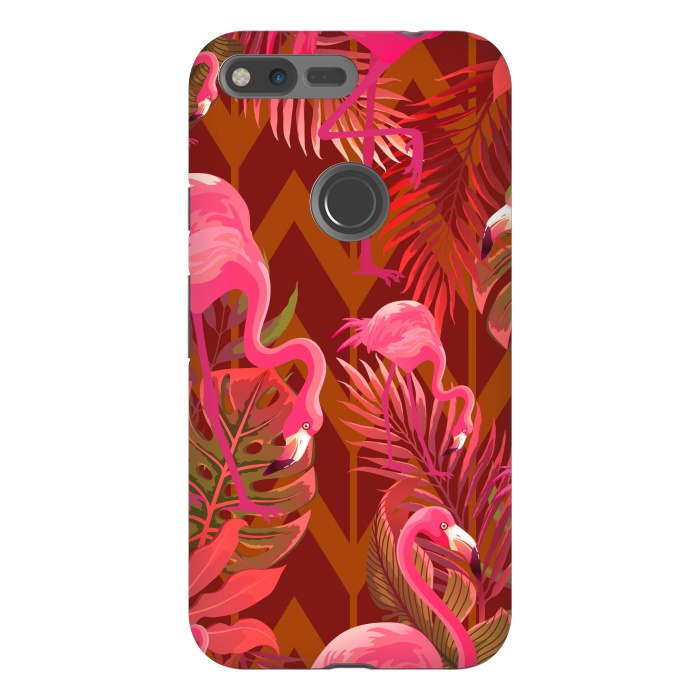 Pixel XL StrongFit Pink Flamingos On The Beach by ArtsCase