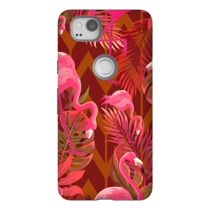 Pixel 2 StrongFit Pink Flamingos On The Beach by ArtsCase