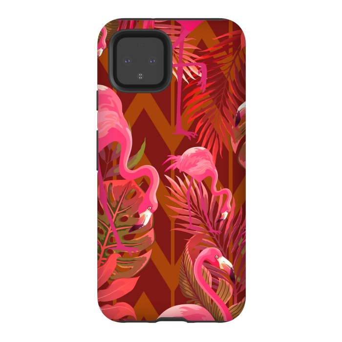 Pixel 4 StrongFit Pink Flamingos On The Beach by ArtsCase