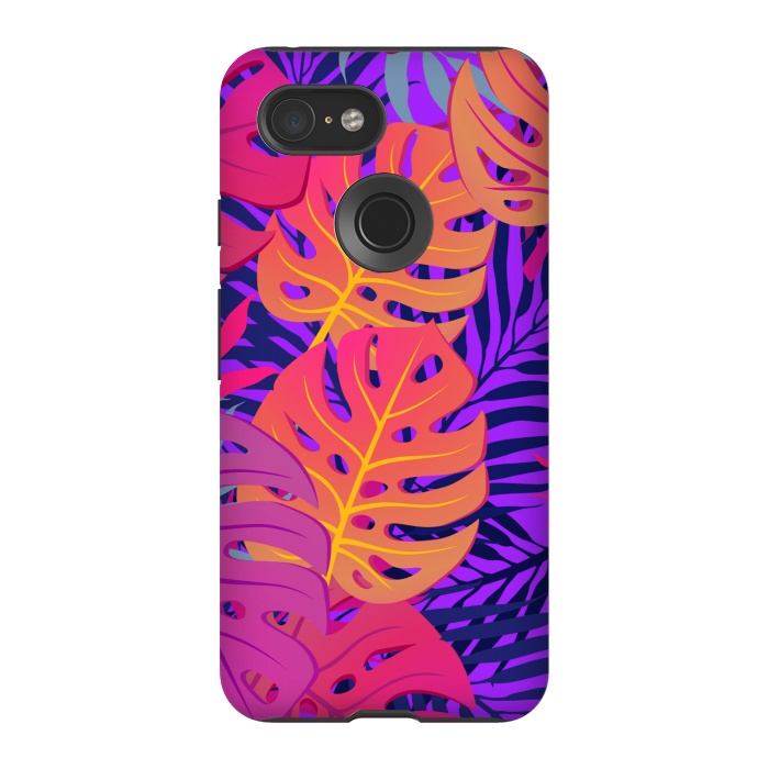 Pixel 3 StrongFit Palm Trees In Summer And Neon by ArtsCase