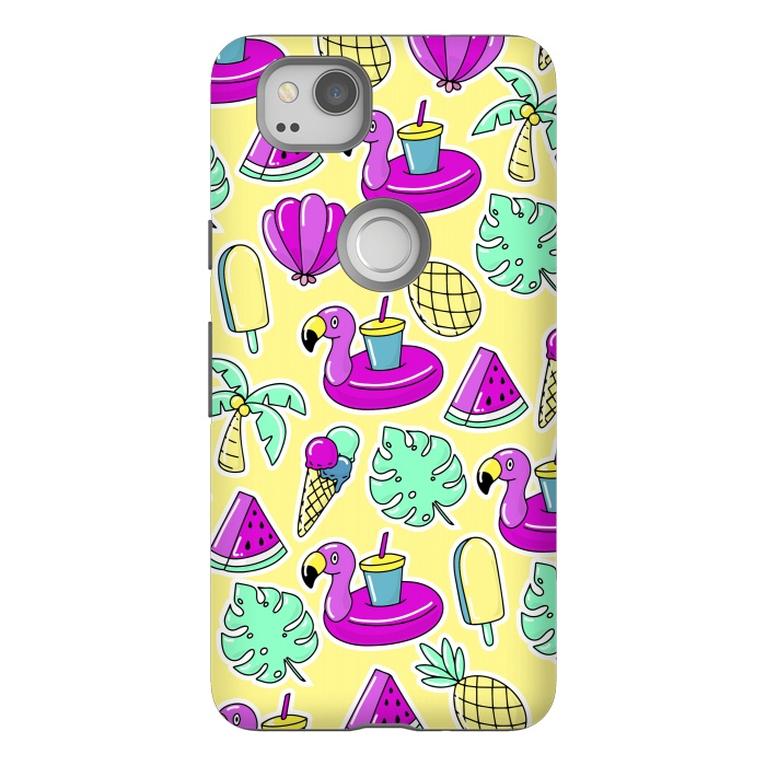 Pixel 2 StrongFit Summer And Flamingos In Color by ArtsCase