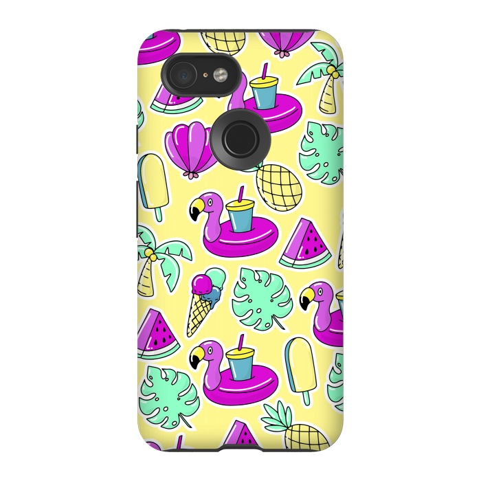 Pixel 3 StrongFit Summer And Flamingos In Color by ArtsCase
