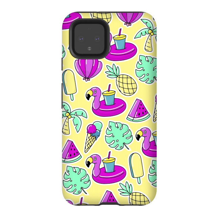 Pixel 4 StrongFit Summer And Flamingos In Color by ArtsCase