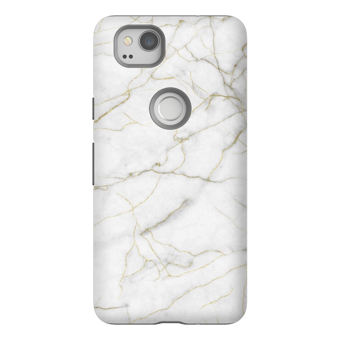 Pixel 2 StrongFit White and gold marble by Jms