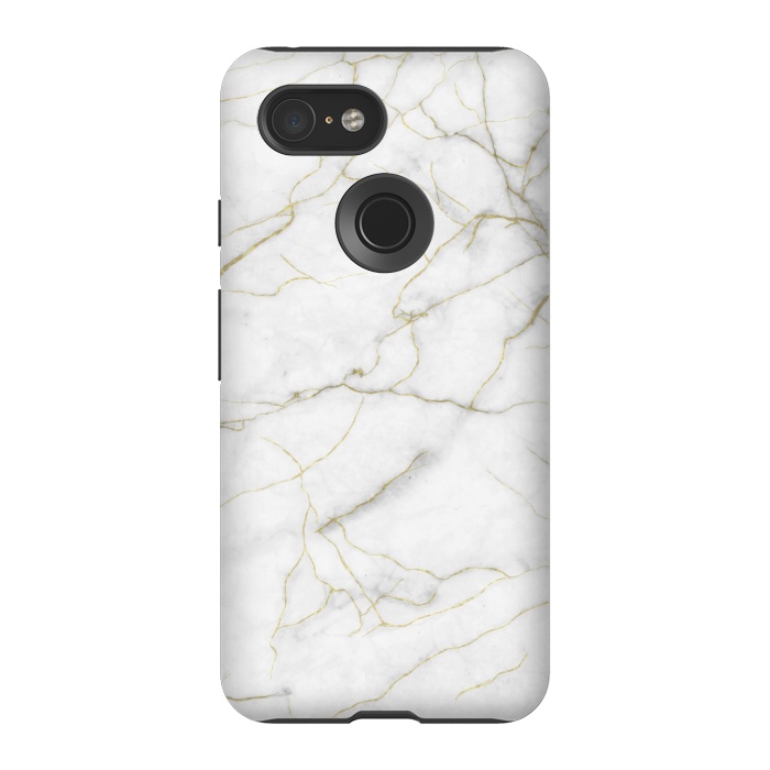 Pixel 3 StrongFit White and gold marble by Jms