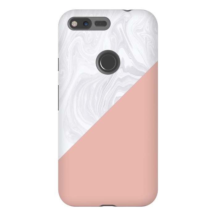 Pixel XL StrongFit Rose Gold and White Marble Texture by Julie Erin Designs