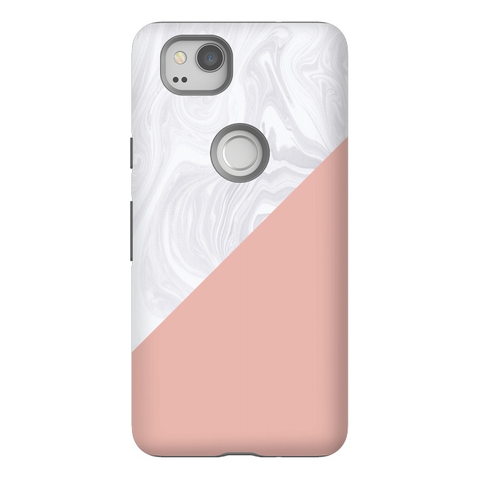 Pixel 2 StrongFit Rose Gold and White Marble Texture by Julie Erin Designs
