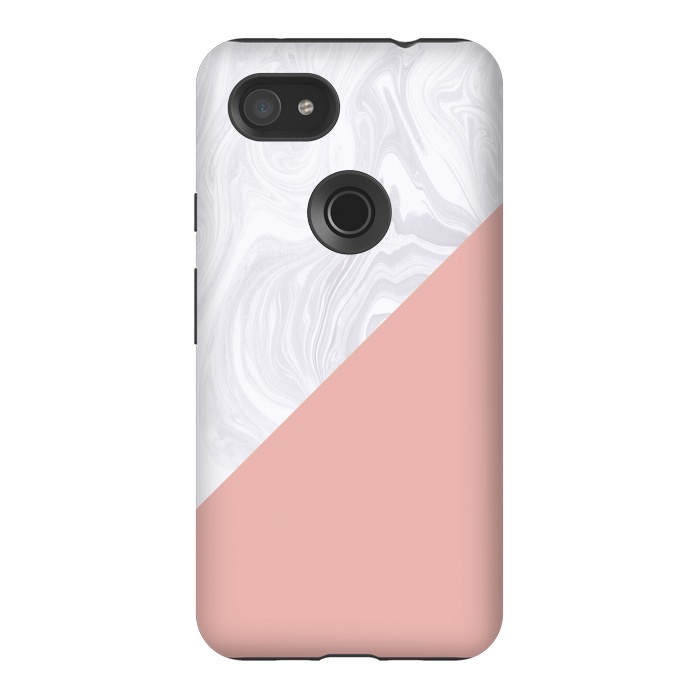 Pixel 3AXL StrongFit Rose Gold and White Marble Texture by Julie Erin Designs