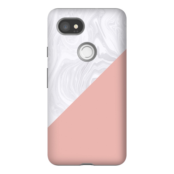 Pixel 2XL StrongFit Rose Gold and White Marble Texture by Julie Erin Designs