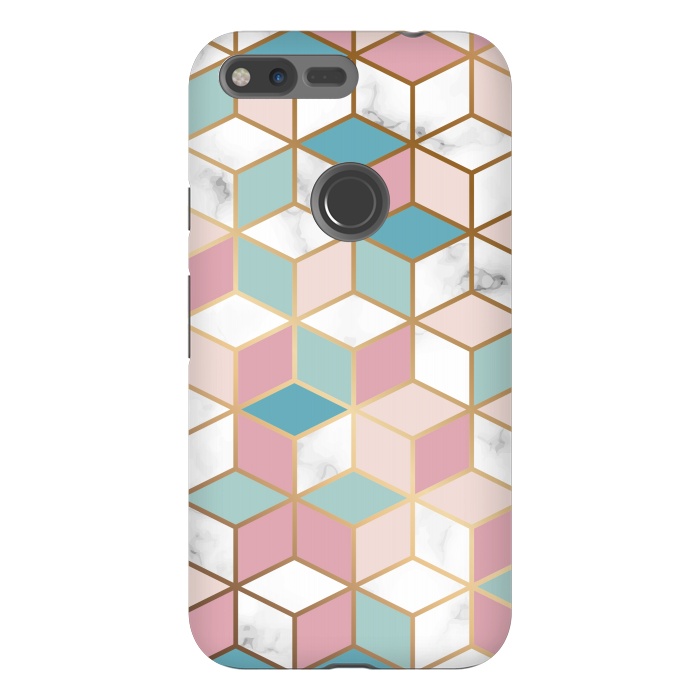 Pixel XL StrongFit Crystals In Blue And Pink Marble by ArtsCase