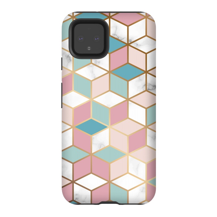 Pixel 4 StrongFit Crystals In Blue And Pink Marble by ArtsCase