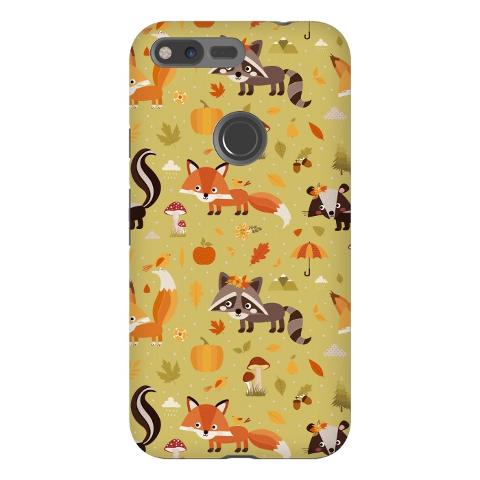 Pixel XL StrongFit Red Fox And Raccoon In Autumn by ArtsCase