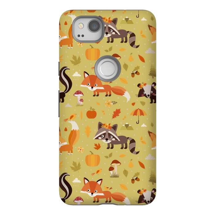 Pixel 2 StrongFit Red Fox And Raccoon In Autumn by ArtsCase