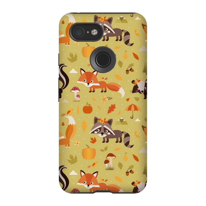 Pixel 3 StrongFit Red Fox And Raccoon In Autumn by ArtsCase