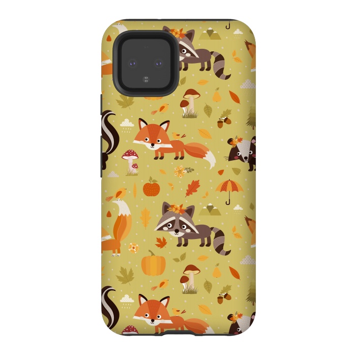Pixel 4 StrongFit Red Fox And Raccoon In Autumn by ArtsCase