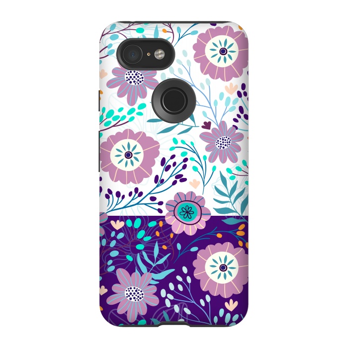 Pixel 3 StrongFit Happy Purple Flowers For Summer by ArtsCase