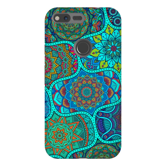 Pixel XL StrongFit Modern Mandalas In Blue And Green by ArtsCase