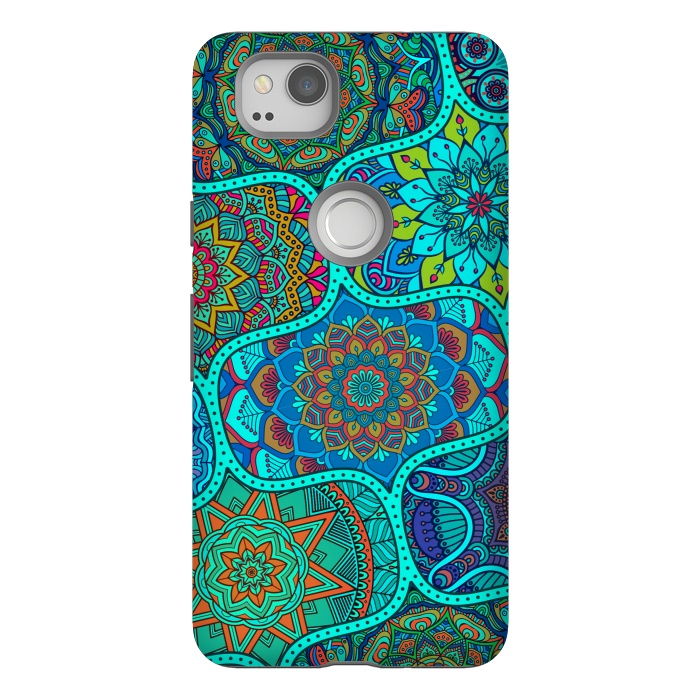 Pixel 2 StrongFit Modern Mandalas In Blue And Green by ArtsCase