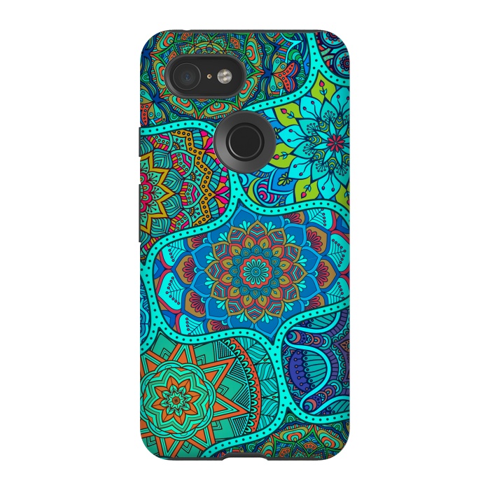 Pixel 3 StrongFit Modern Mandalas In Blue And Green by ArtsCase