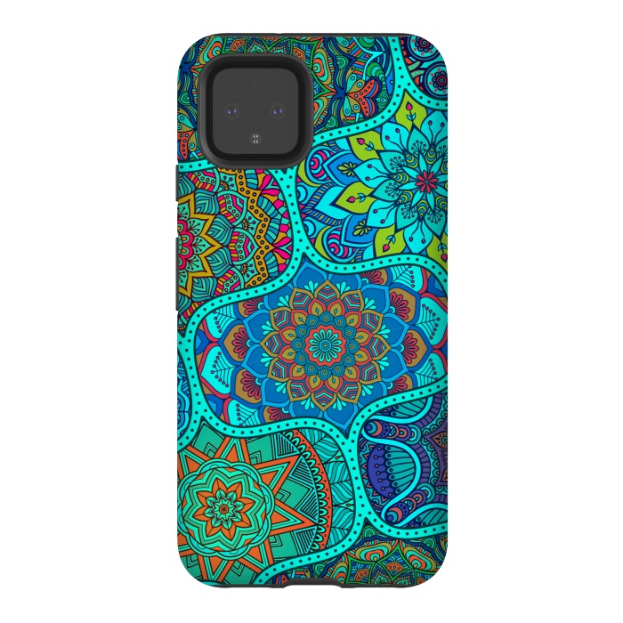 Pixel 4 StrongFit Modern Mandalas In Blue And Green by ArtsCase