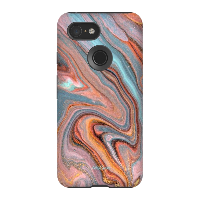 Pixel 3 StrongFit Blue and Gold liquid by ArtsCase