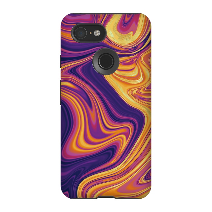 Pixel 3 StrongFit Fluid marbling with Swirls by ArtsCase