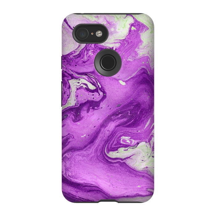 Pixel 3 StrongFit Hand painted marble design Violet and beige by ArtsCase