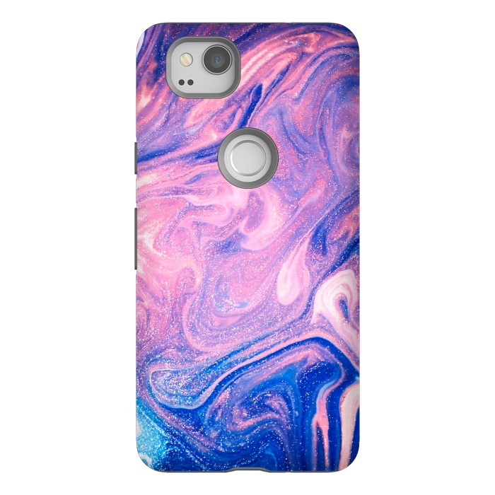 Pixel 2 StrongFit Pink and Blue Marbling art by ArtsCase