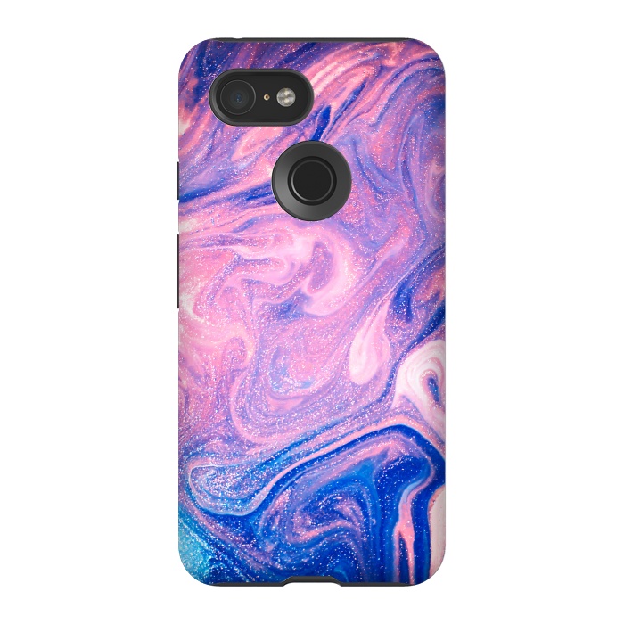 Pixel 3 StrongFit Pink and Blue Marbling art by ArtsCase
