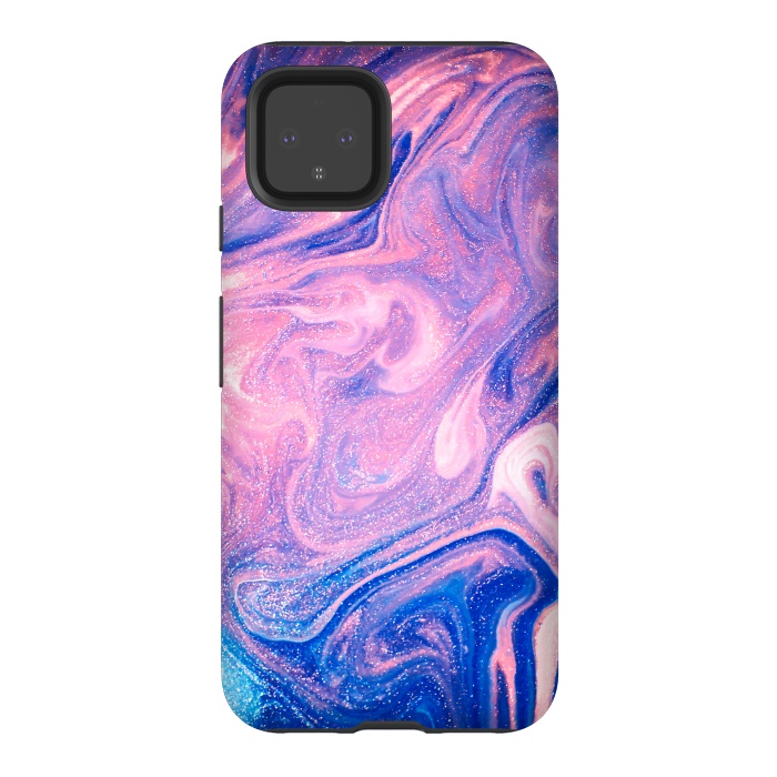 Pixel 4 StrongFit Pink and Blue Marbling art by ArtsCase