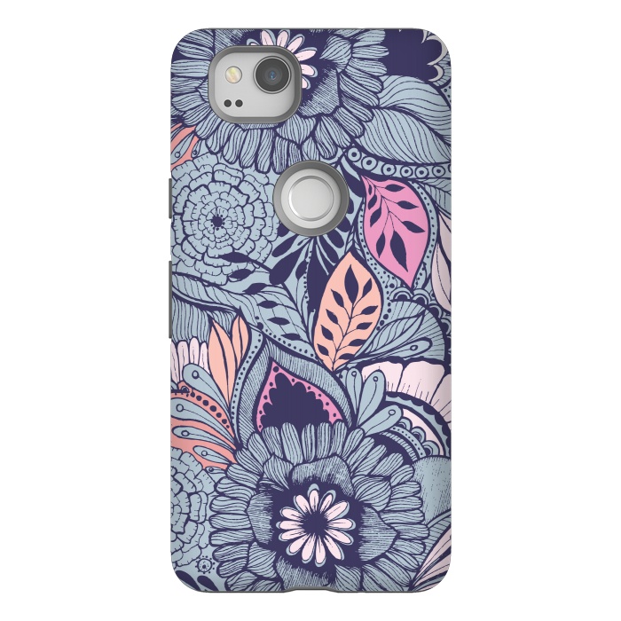Pixel 2 StrongFit Blue Floral by Rose Halsey