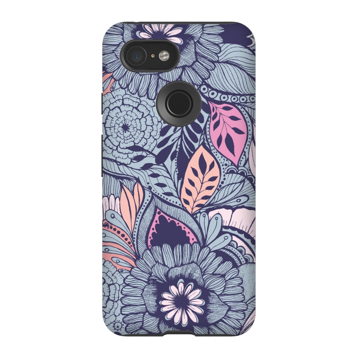Pixel 3 StrongFit Blue Floral by Rose Halsey