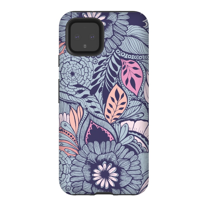 Pixel 4 StrongFit Blue Floral by Rose Halsey