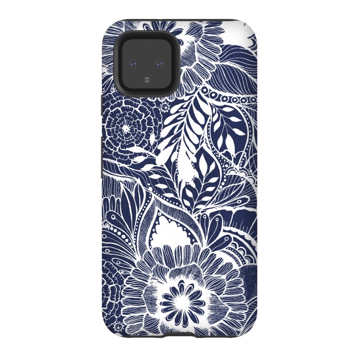 Pixel 4 StrongFit BlueFlorals by Rose Halsey