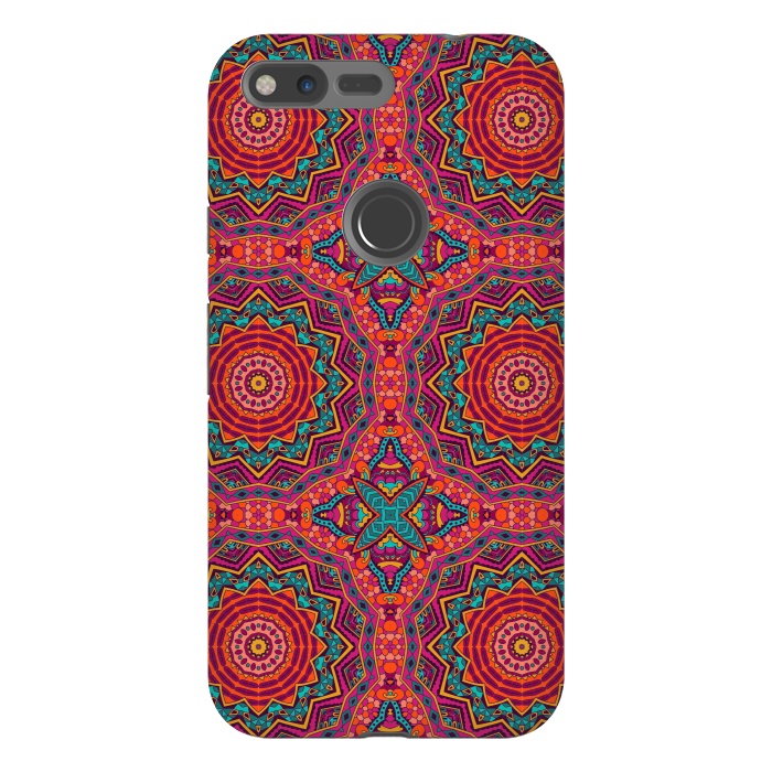 Pixel XL StrongFit Mosaic mandalas with earth colors by ArtsCase